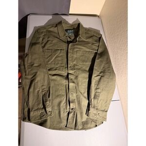 Woolrich Green Label Mens XL Olive Green Flannel Button Down Shirt 100% Cotton